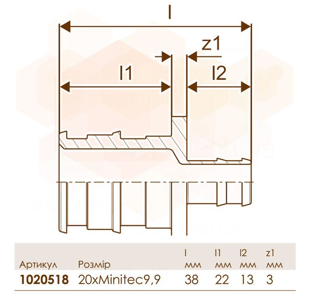 Соединитель PE-Xa Q&E редукционный Ø20 x 9,9 мм вкл. 1 PE-X кольцо 9,9 и 20 Uponor GmbH 80036 фото