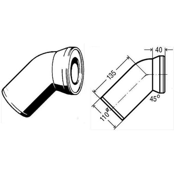 Колено для унитаза 45° пластик Ø110 VIEGA 101718 565 фото
