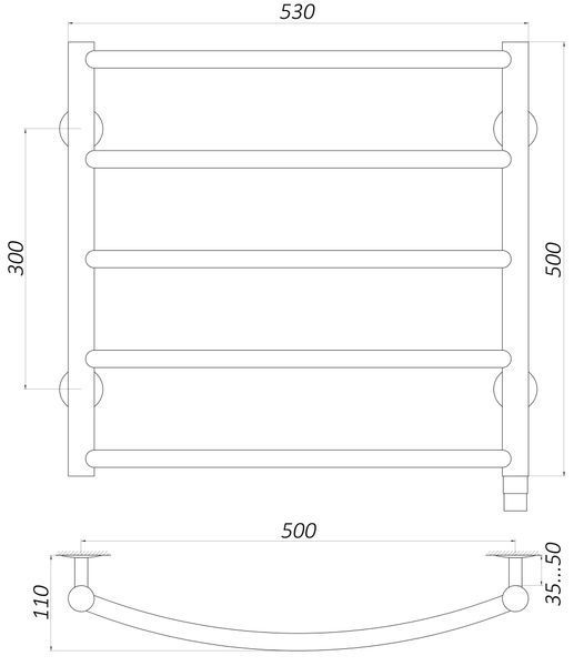 Рушникосушарка UNIO LD ЕU 500-500-5 BLK Драбинка Дуга електро чорна 29422 фото