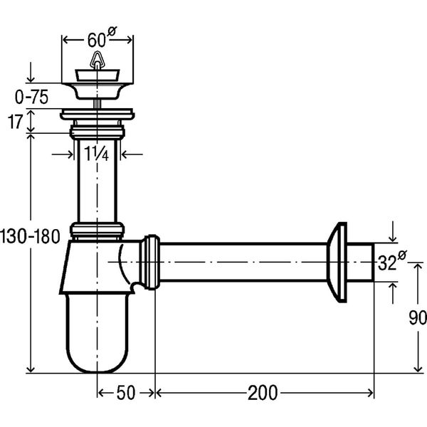 Сифон для раковины VIEGA 1 1/4″х1 1/4″ хром бутыл з/г 366681 823 фото