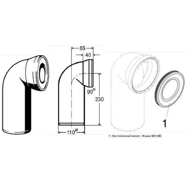 Колено для унитаза 90° пластик Ø110 VIEGA 100551 566 фото