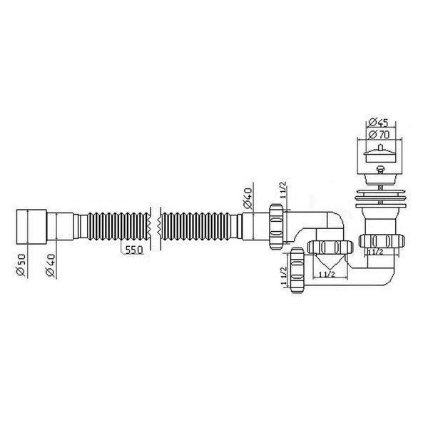 Сифон Waterstal А-82589 для душ. поддона регулир. 1 1/2&Prime; 40/50 с гибкой трубой 13273 фото
