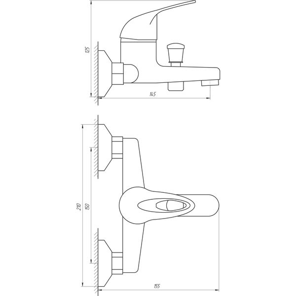 Смеситель для ванны Globus Lux Sena GLS-102 1252 фото