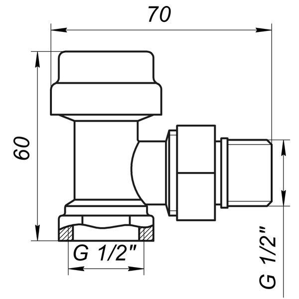 Кран радіаторний кутовий ECO Technology ECO5017 (ECO5027) 1/2&Prime; під термоголовку з ущільнювачем 16162 фото