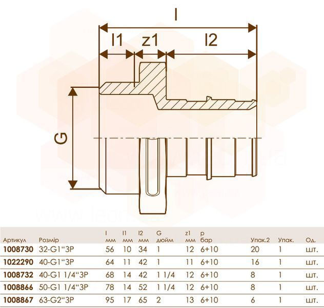 Штуцер WIPEX Q&E с наружной резьбой &Oslash;50 х 1 1/4&Prime; ЗP Uponor GmbH 81055 фото
